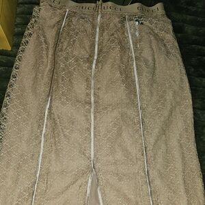Gucci Beige Lace Pencil Skirt